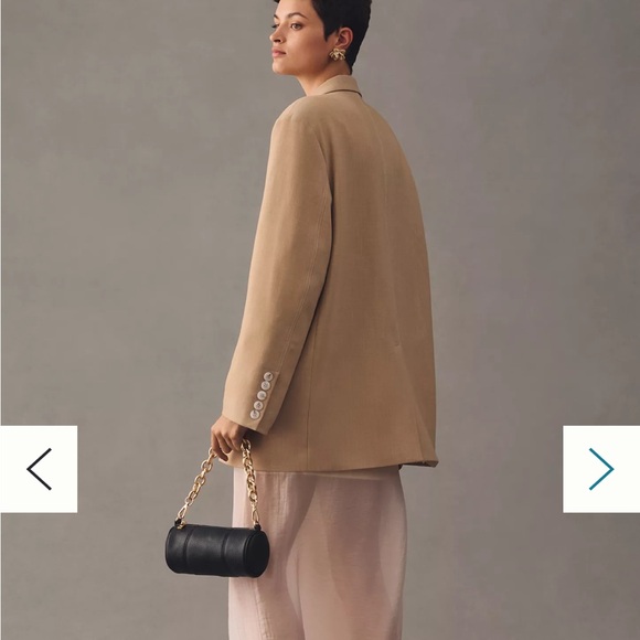 Anthropologie Maeve Oversized Blazer Jacket Pockets Menswear Neutral Beige XS/S - Picture 5 of 16